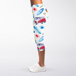 Watercolor Surfing Pattern Print Women's Capri Leggings