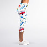 Watercolor Surfing Pattern Print Women's Capri Leggings