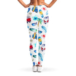 Watercolor Surfing Pattern Print Women's Leggings