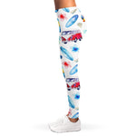 Watercolor Surfing Pattern Print Women's Leggings
