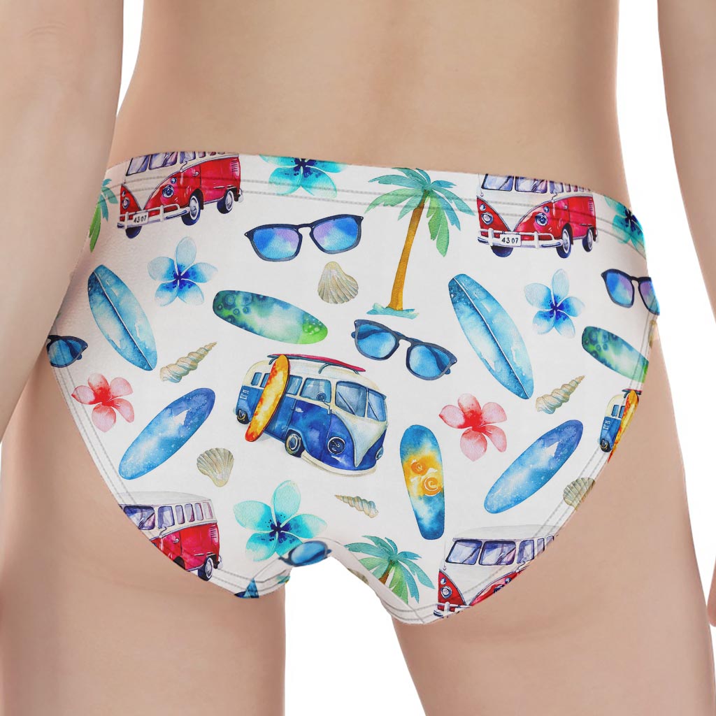 Watercolor Surfing Pattern Print Women's Panties