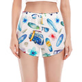 Watercolor Surfing Pattern Print Women's Split Running Shorts