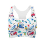 Watercolor Surfing Pattern Print Women's Sports Bra