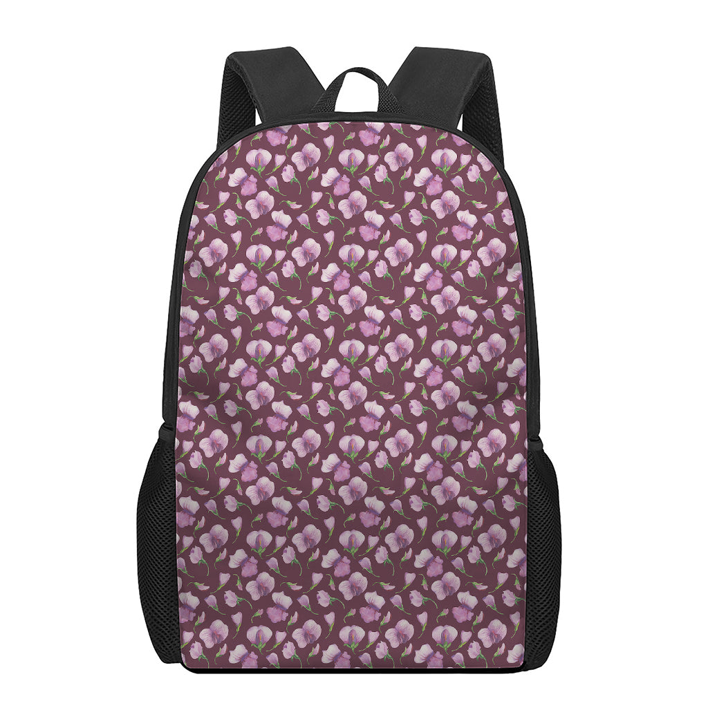 Watercolor Sweet Pea Pattern Print 17 Inch Backpack