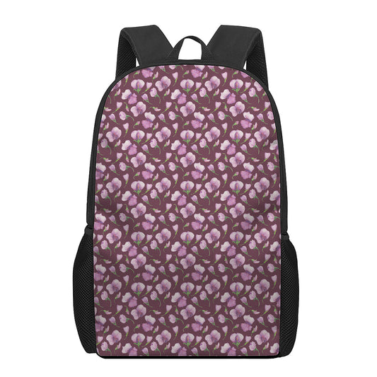 Watercolor Sweet Pea Pattern Print 17 Inch Backpack