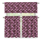 Watercolor Sweet Pea Pattern Print 3 Piece Kitchen Curtains