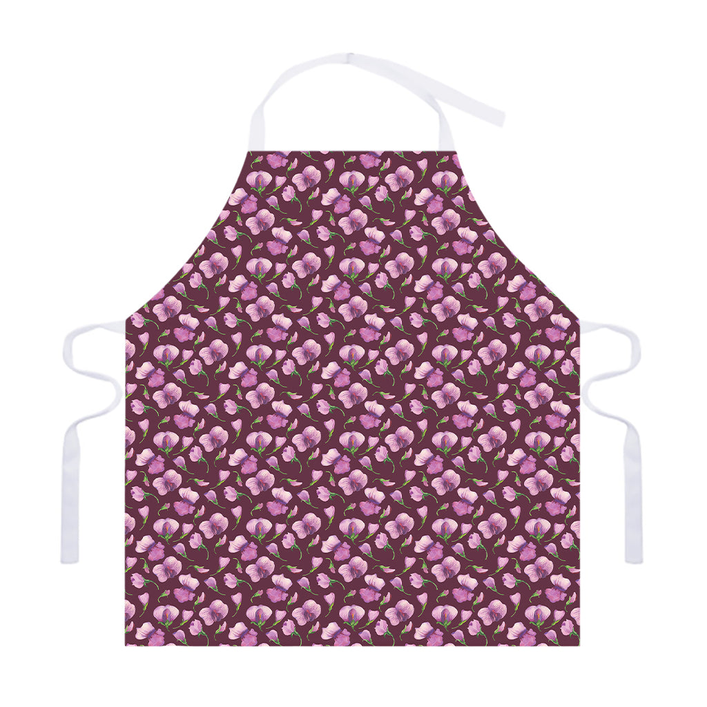 Watercolor Sweet Pea Pattern Print Adjustable Apron