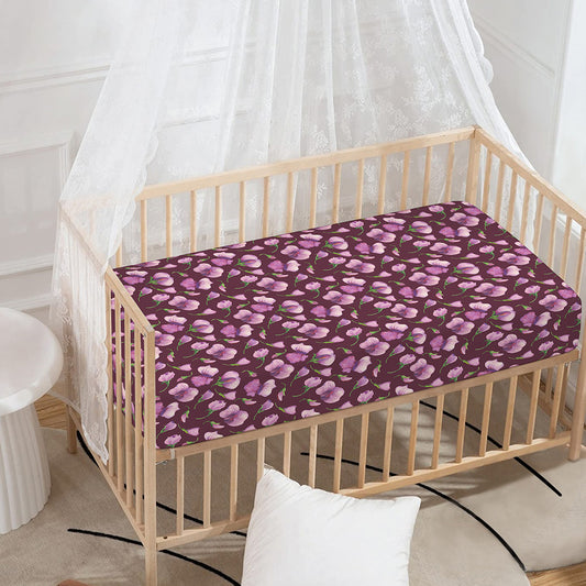 Watercolor Sweet Pea Pattern Print Baby Crib Sheet