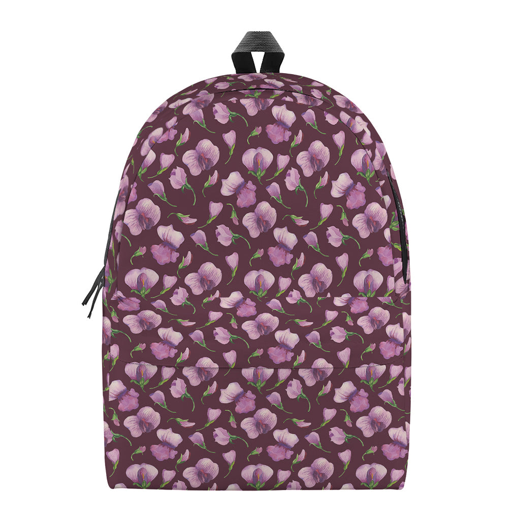 Watercolor Sweet Pea Pattern Print Backpack