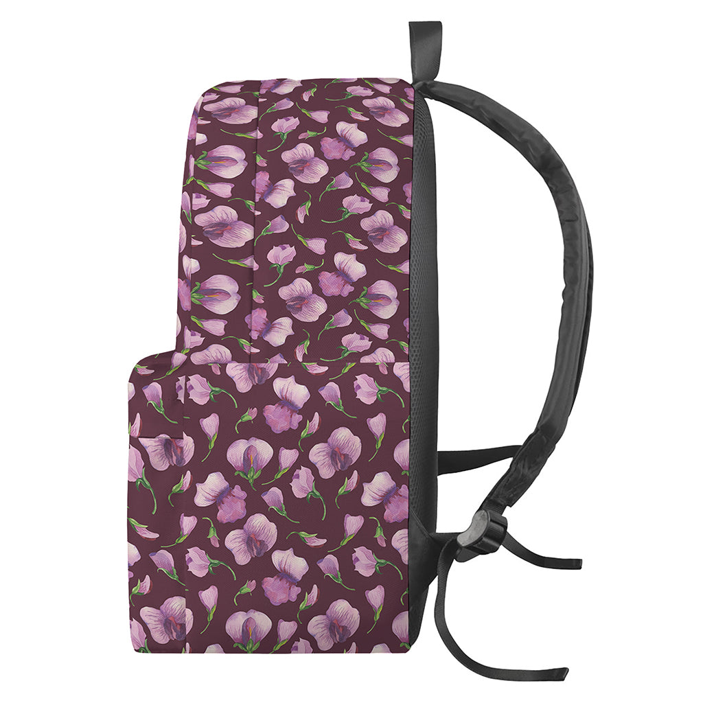 Watercolor Sweet Pea Pattern Print Backpack