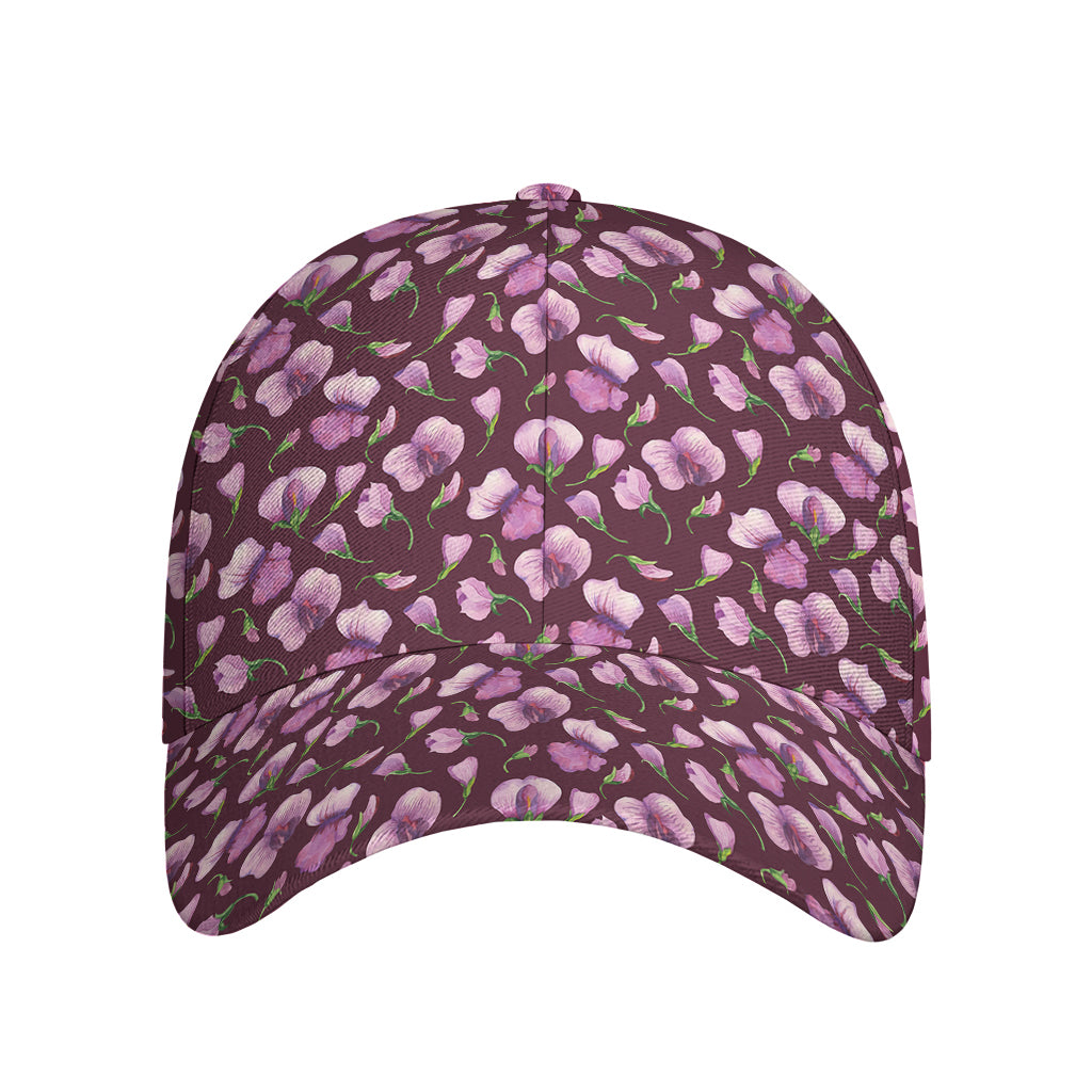 Watercolor Sweet Pea Pattern Print Baseball Cap