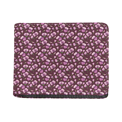 Watercolor Sweet Pea Pattern Print Bifold Wallet