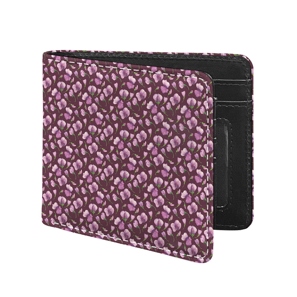 Watercolor Sweet Pea Pattern Print Bifold Wallet