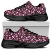 Watercolor Sweet Pea Pattern Print Black Chunky Shoes