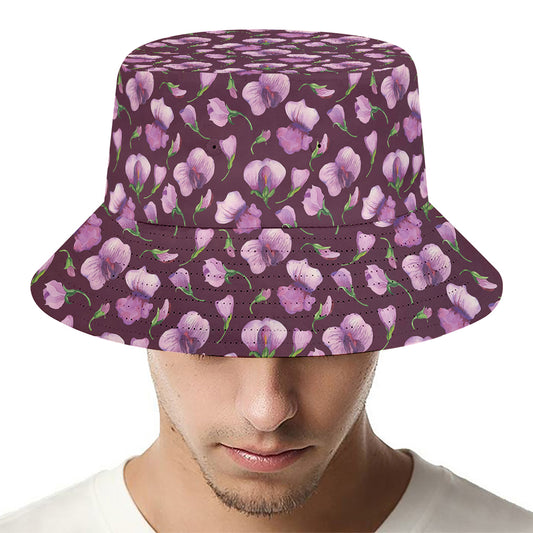 Watercolor Sweet Pea Pattern Print Bucket Hat
