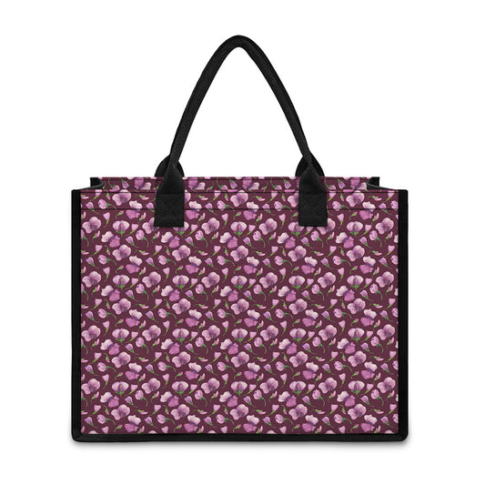 Watercolor Sweet Pea Pattern Print Canvas Tote Bag