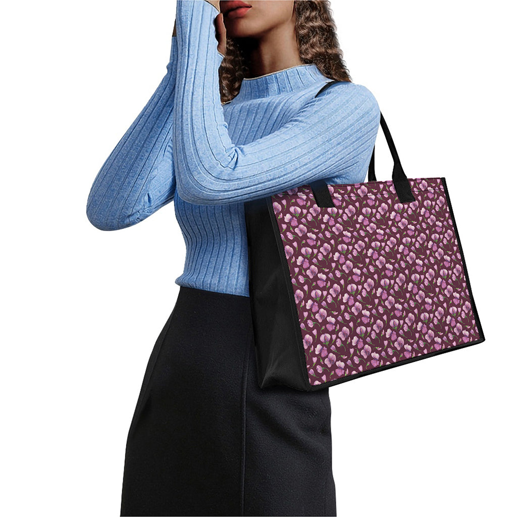 Watercolor Sweet Pea Pattern Print Canvas Tote Bag