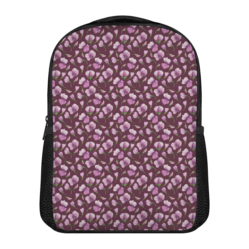 Watercolor Sweet Pea Pattern Print Casual Backpack