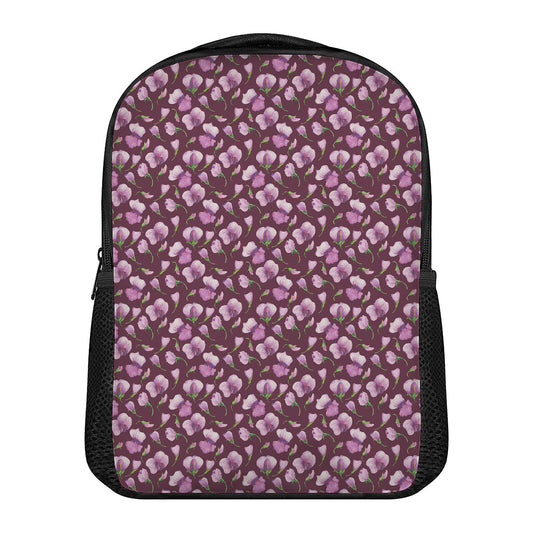 Watercolor Sweet Pea Pattern Print Casual Backpack