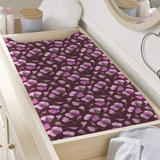 Watercolor Sweet Pea Pattern Print Changing Pad Cover