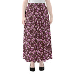 Watercolor Sweet Pea Pattern Print Chiffon Maxi Skirt