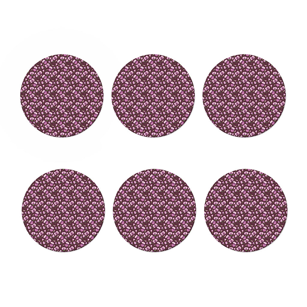 Watercolor Sweet Pea Pattern Print Coaster Set