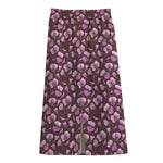 Watercolor Sweet Pea Pattern Print Cotton Front Slit Maxi Skirt