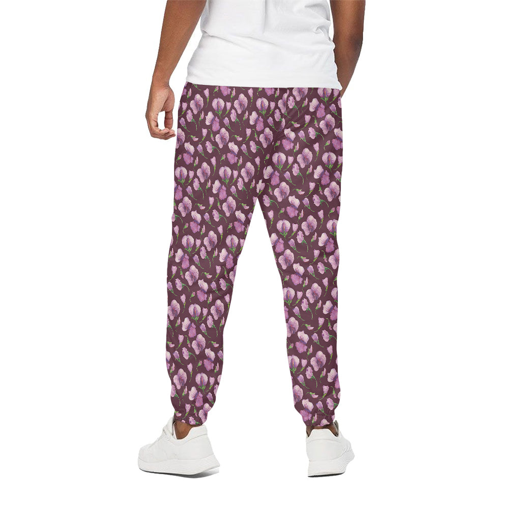 Watercolor Sweet Pea Pattern Print Cotton Pants