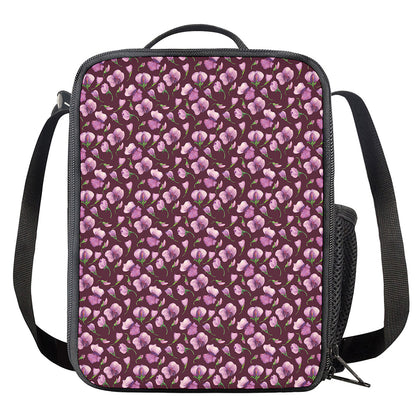 Watercolor Sweet Pea Pattern Print Crossbody Lunch Bag