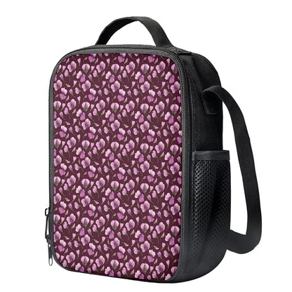 Watercolor Sweet Pea Pattern Print Crossbody Lunch Bag