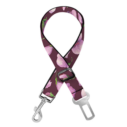 Watercolor Sweet Pea Pattern Print Dog Seat Belt