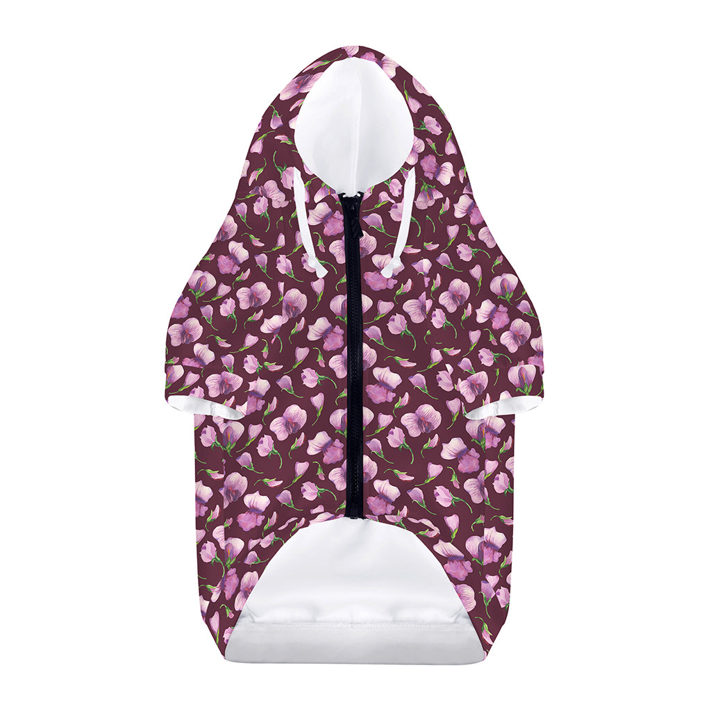 Watercolor Sweet Pea Pattern Print Dog Zip Up Hoodie