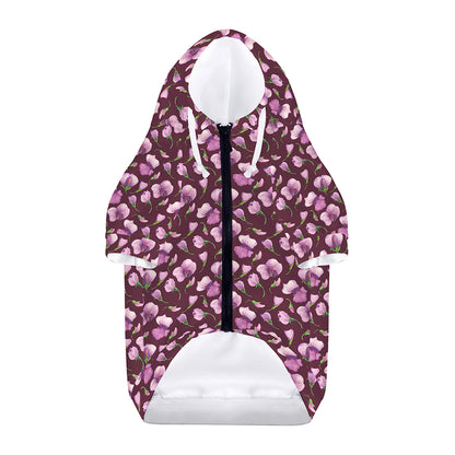 Watercolor Sweet Pea Pattern Print Dog Zip Up Hoodie