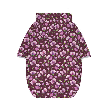 Watercolor Sweet Pea Pattern Print Dog Zip Up Hoodie