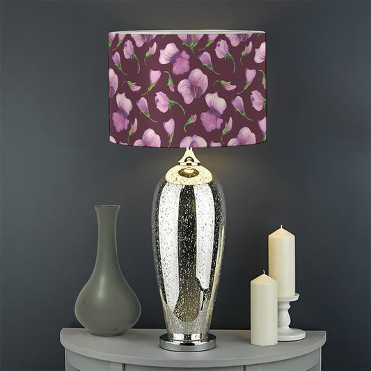 Watercolor Sweet Pea Pattern Print Drum Lamp Shade