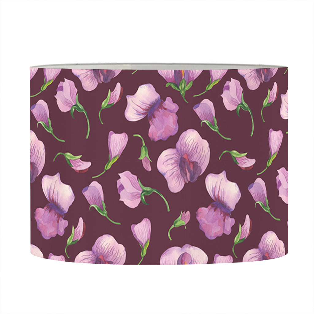 Watercolor Sweet Pea Pattern Print Drum Lamp Shade