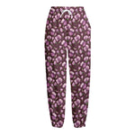 Watercolor Sweet Pea Pattern Print Fleece Lined Knit Pants