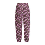 Watercolor Sweet Pea Pattern Print Fleece Lined Knit Pants