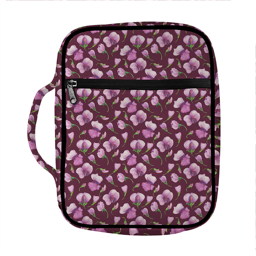 Watercolor Sweet Pea Pattern Print Front Pocket Bible Bag