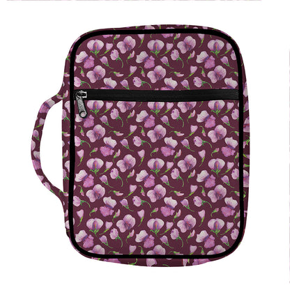 Watercolor Sweet Pea Pattern Print Front Pocket Bible Bag