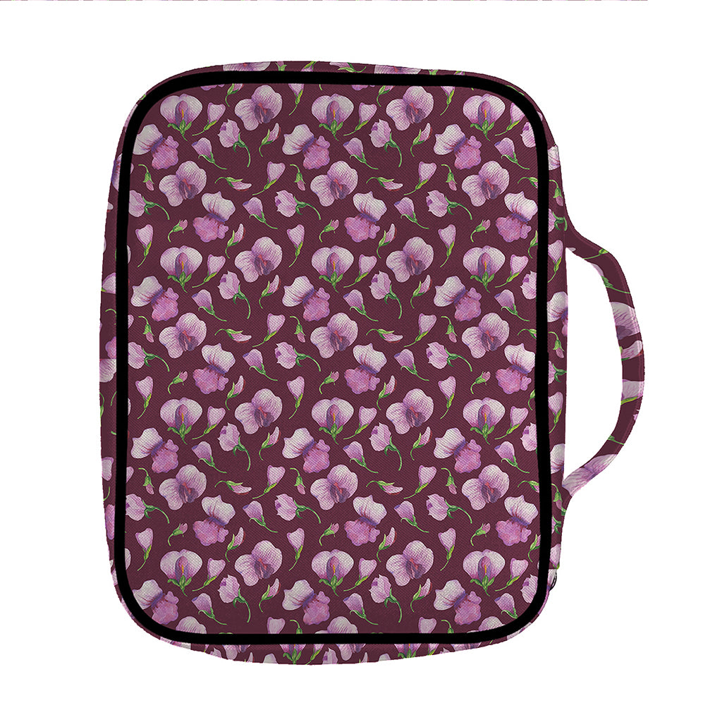 Watercolor Sweet Pea Pattern Print Front Pocket Bible Bag