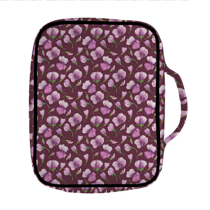 Watercolor Sweet Pea Pattern Print Front Pocket Bible Bag