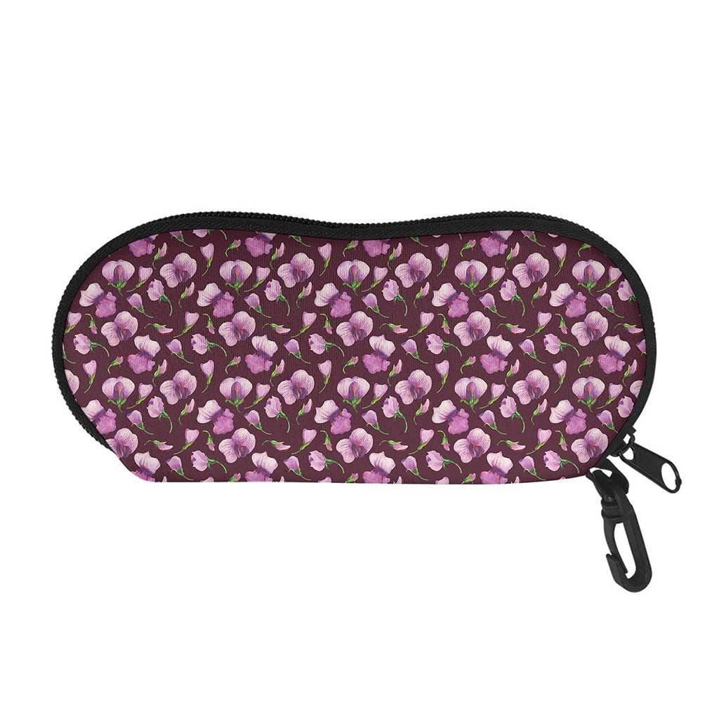 Watercolor Sweet Pea Pattern Print Glasses Case