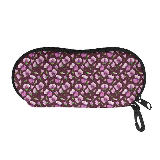 Watercolor Sweet Pea Pattern Print Glasses Case