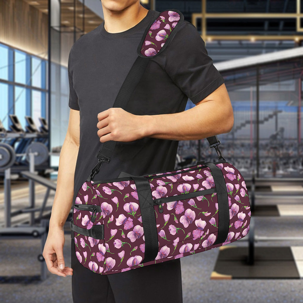 Watercolor Sweet Pea Pattern Print Gym Bag