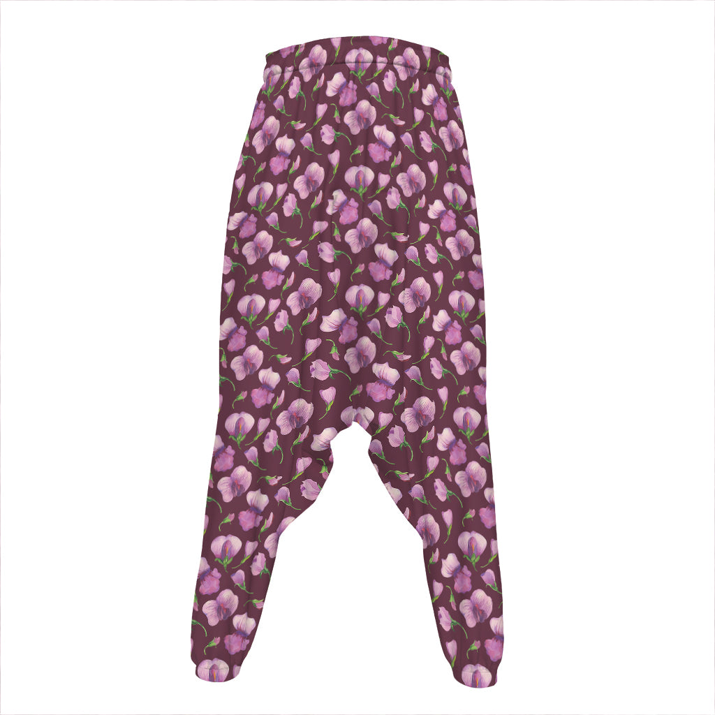 Watercolor Sweet Pea Pattern Print Hammer Pants