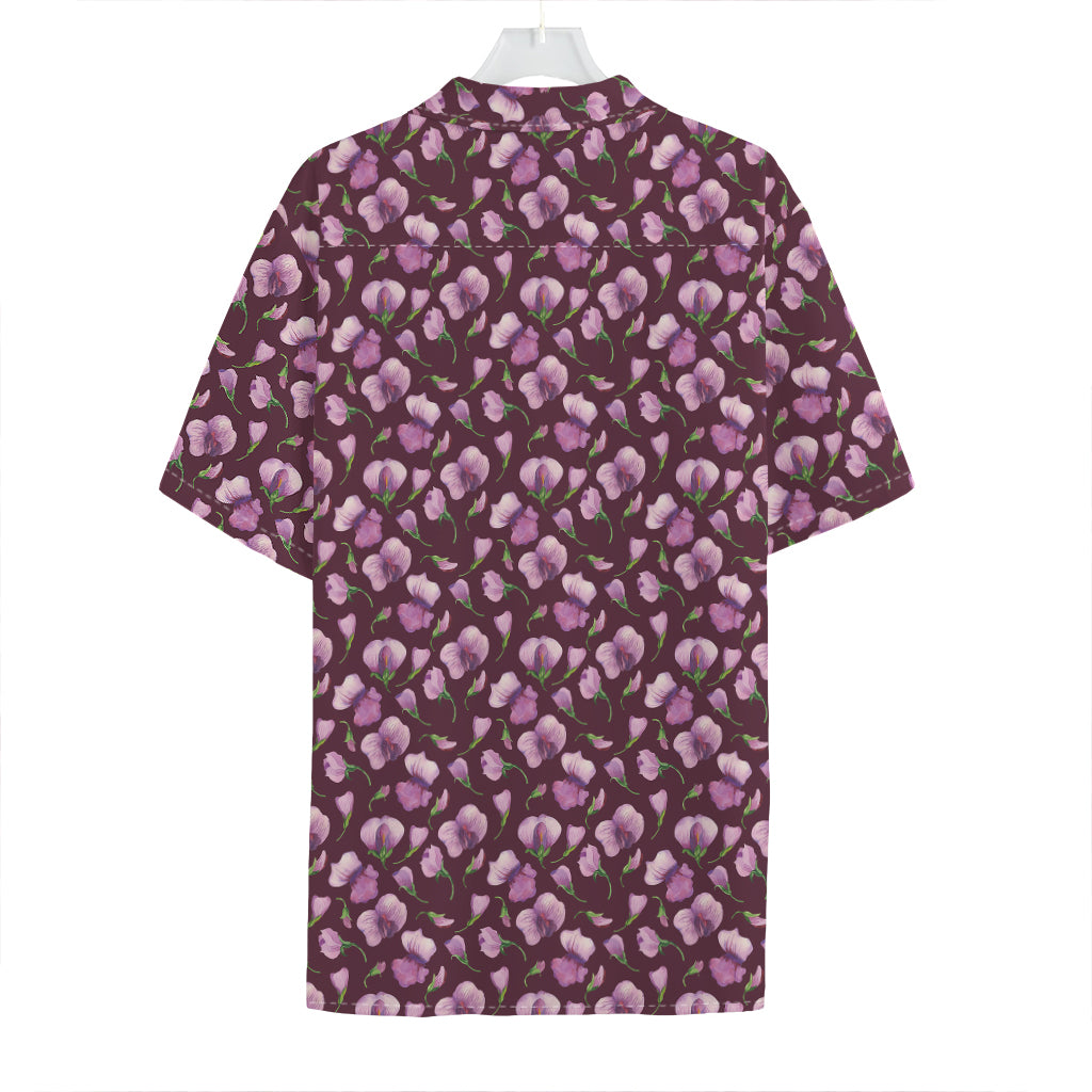 Watercolor Sweet Pea Pattern Print Hawaiian Shirt