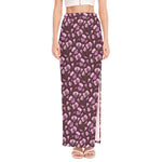 Watercolor Sweet Pea Pattern Print High Slit Maxi Skirt