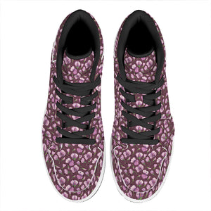 Watercolor Sweet Pea Pattern Print High Top Leather Sneakers