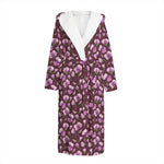 Watercolor Sweet Pea Pattern Print Hooded Bathrobe
